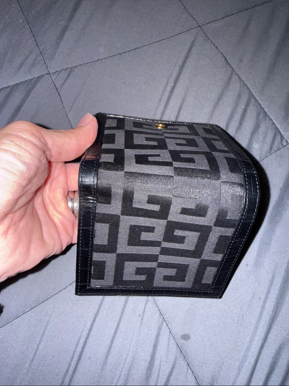 Givenchy Black Logo Canvas Wallet with Gold Accent